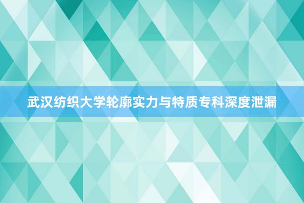 武汉纺织大学轮廓实力与特质专科深度泄漏